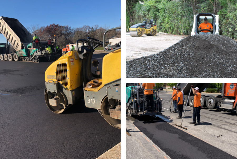 Collage of Johnson And Sons Working on Asphalt