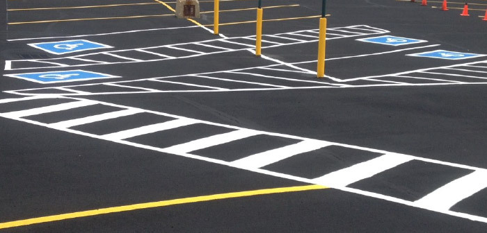 Parking lot with fresh striping
