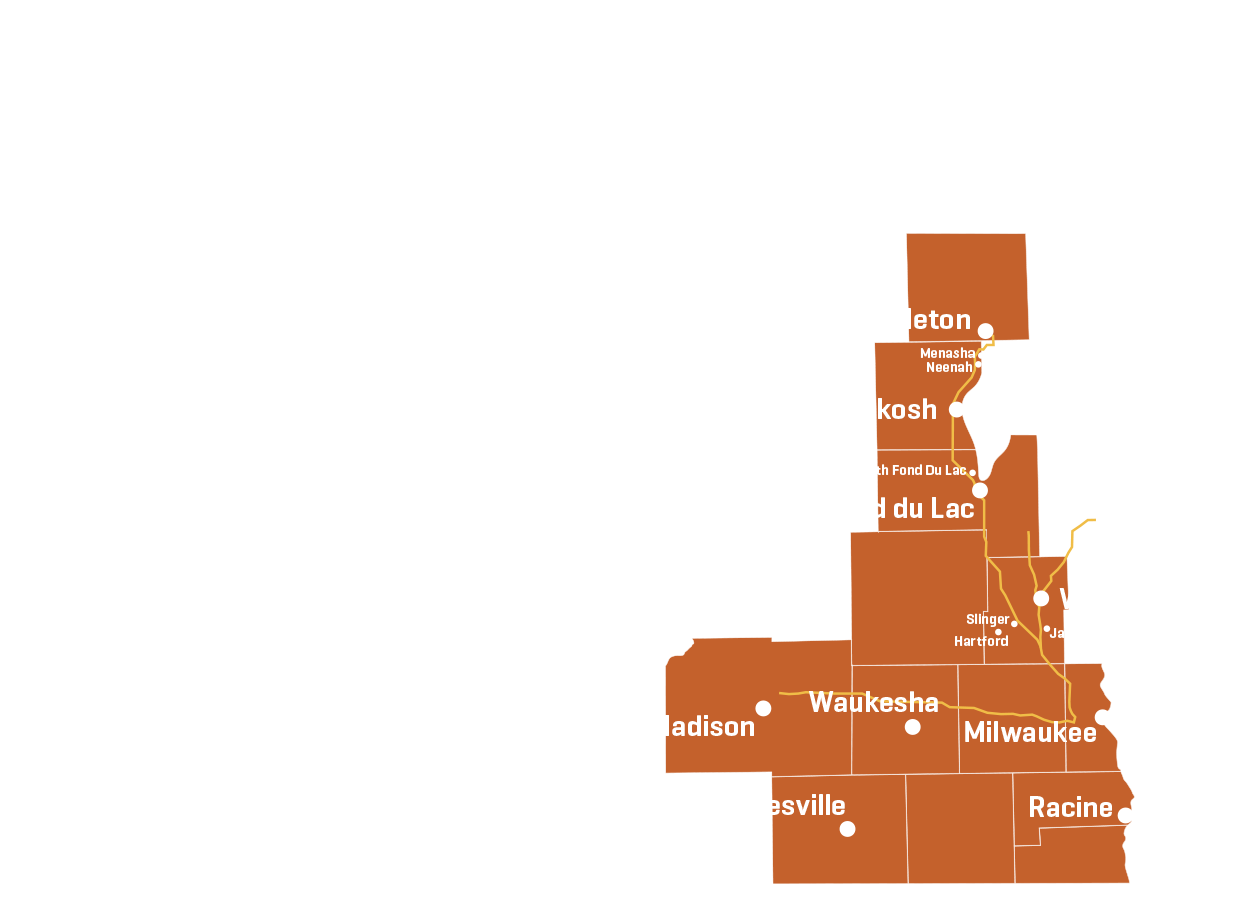 Wisconsin Paving Services Map